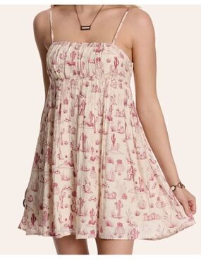 Cream and Pink Spaghetti-Strap Sundress